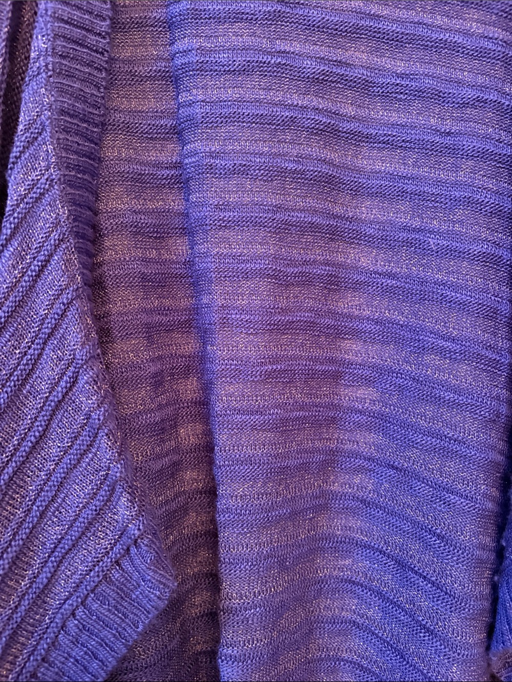 Size 1X Ruby Road Royal Blue Knit Open-Front Cardigan with Sequined Tank - Picture 7 of 8